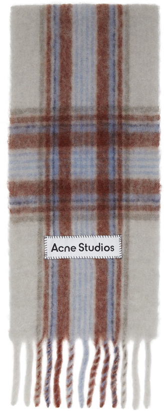 Photo: Acne Studios Grey & Red Tartan Check Scarf