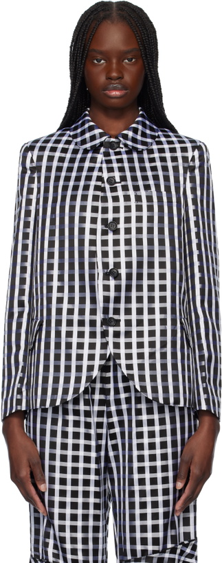Photo: Comme des Garçons Comme des Garçons Black & White Satin Check Blazer