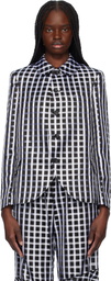 Comme des Garçons Comme des Garçons Black & White Satin Check Blazer
