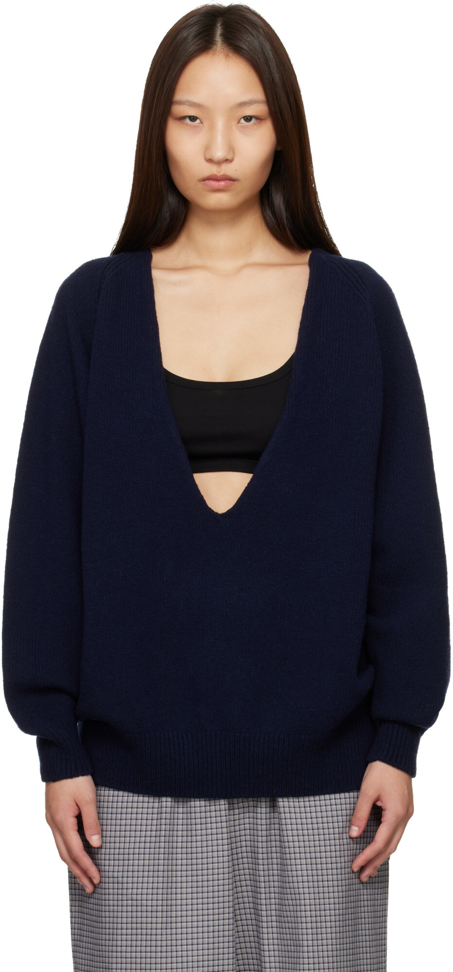 Baserange Navy Soar V-Neck Sweater