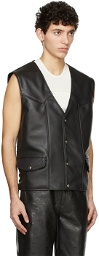 Schott Black Cowboy Biker Leather Vest