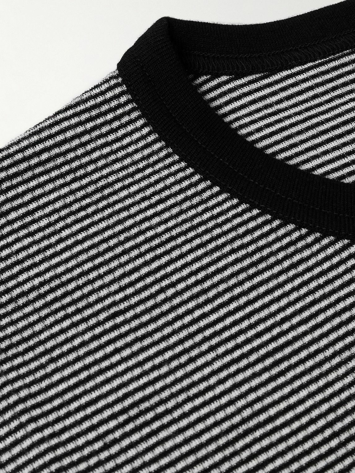 ssstein - Striped Super 120s Wool T-Shirt - Black