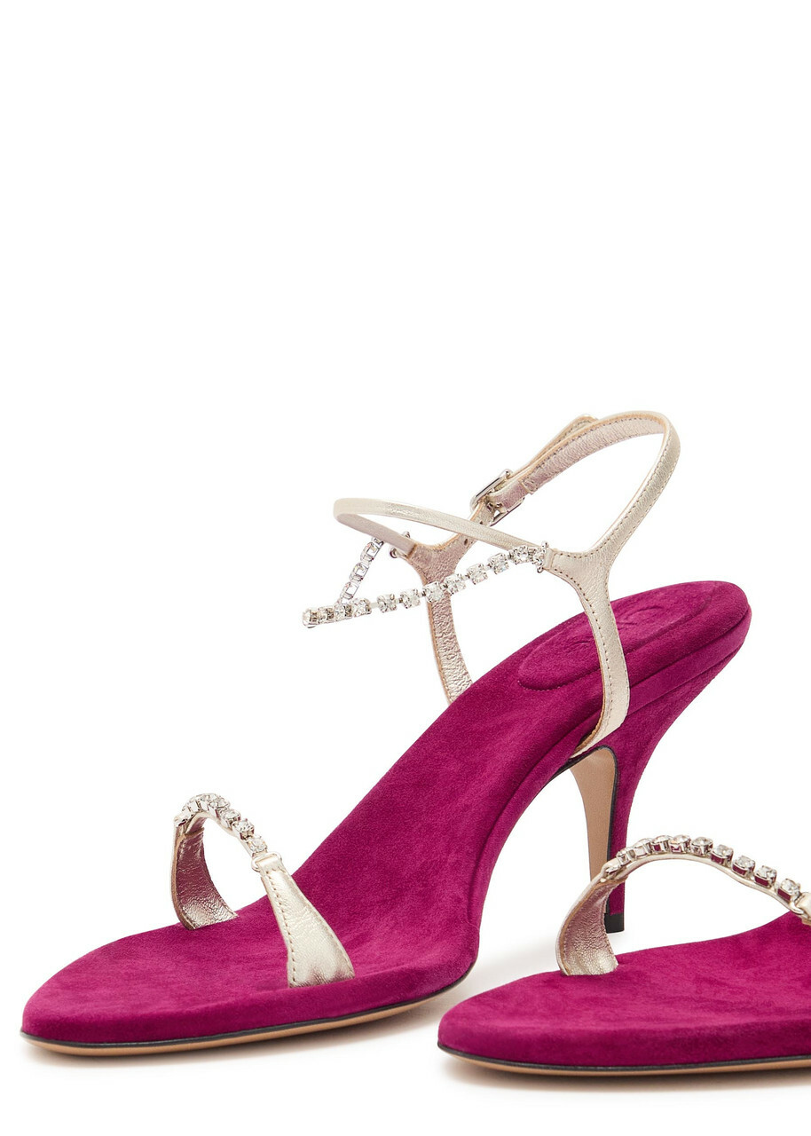 Chloe Zia 80 Crystal-embellished Velvet and Metallic Leather Sandals Purple