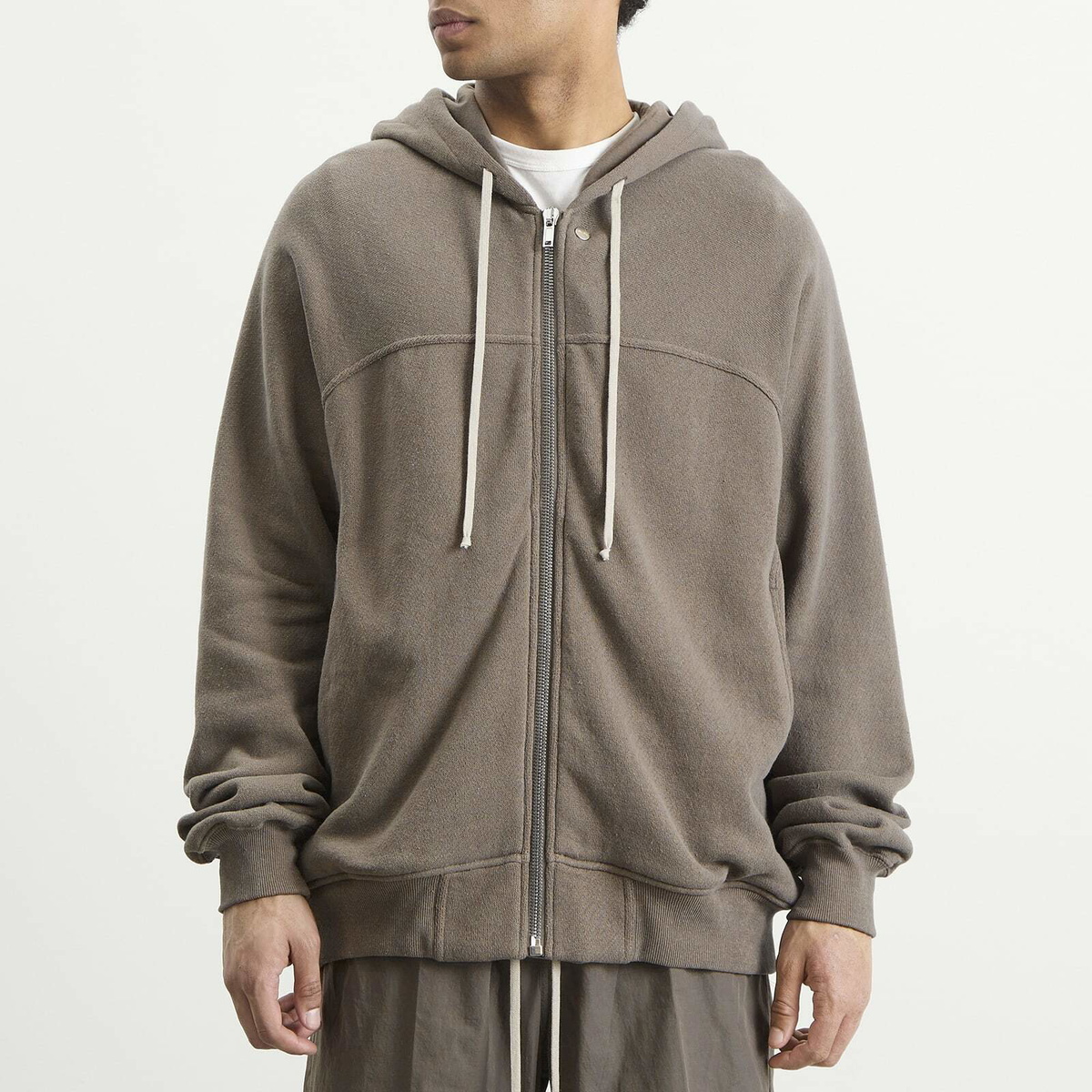 Rick Owens Men's Slouchy Zip Hoodie in Dust
