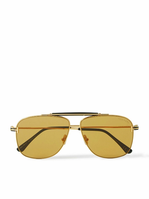 Photo: TOM FORD - Jaden Aviator-Style Gold-Tone and Acetate Sunglasses