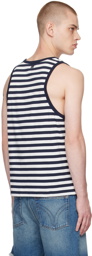 AMI Paris Navy Striped Tank Top