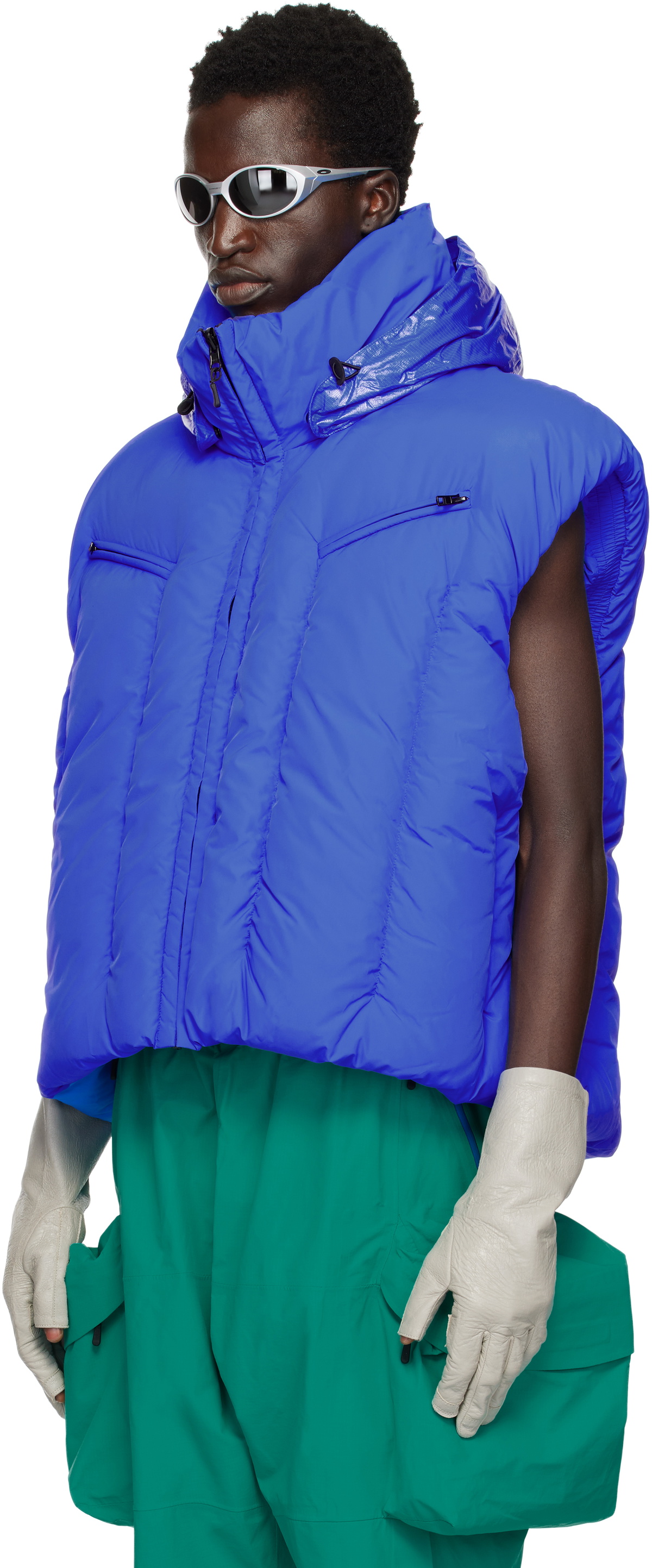 Dingyun Zhang Blue Swollen Reversible Down Vest