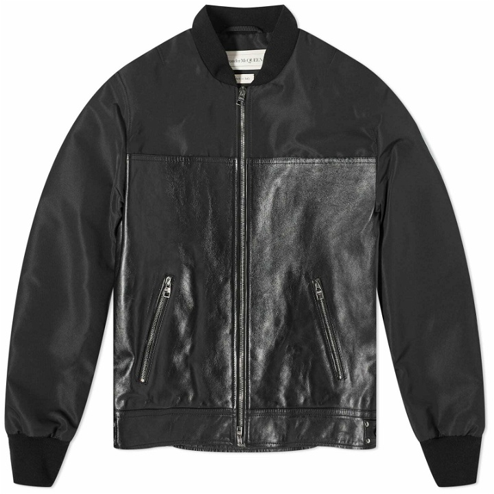Photo: Alexander McQueen Men's Hybrid Leather Jacket in Black
