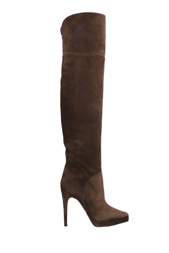 Photo: Casadei High Heels Boots In Brown Suede