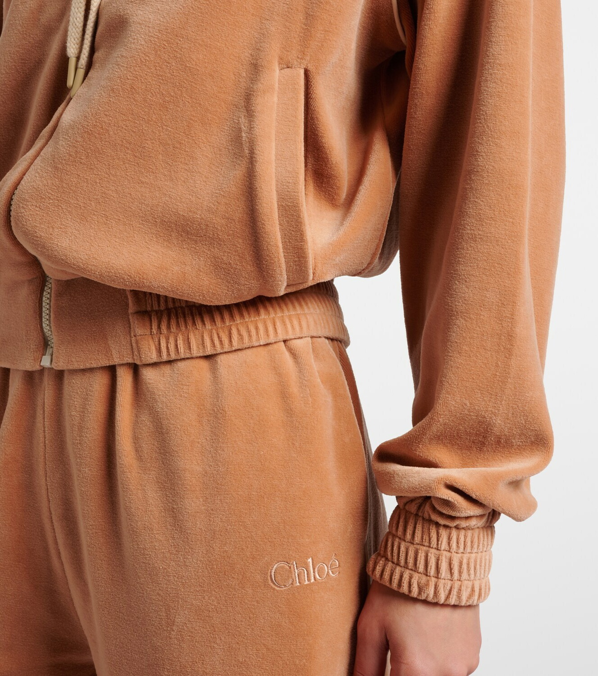 Chloé Cotton-blend velour zip-up sweatshirt