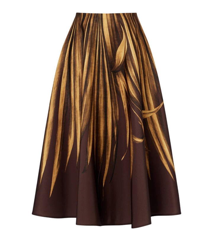 Photo: Oscar de la Renta Printed faille midi skirt