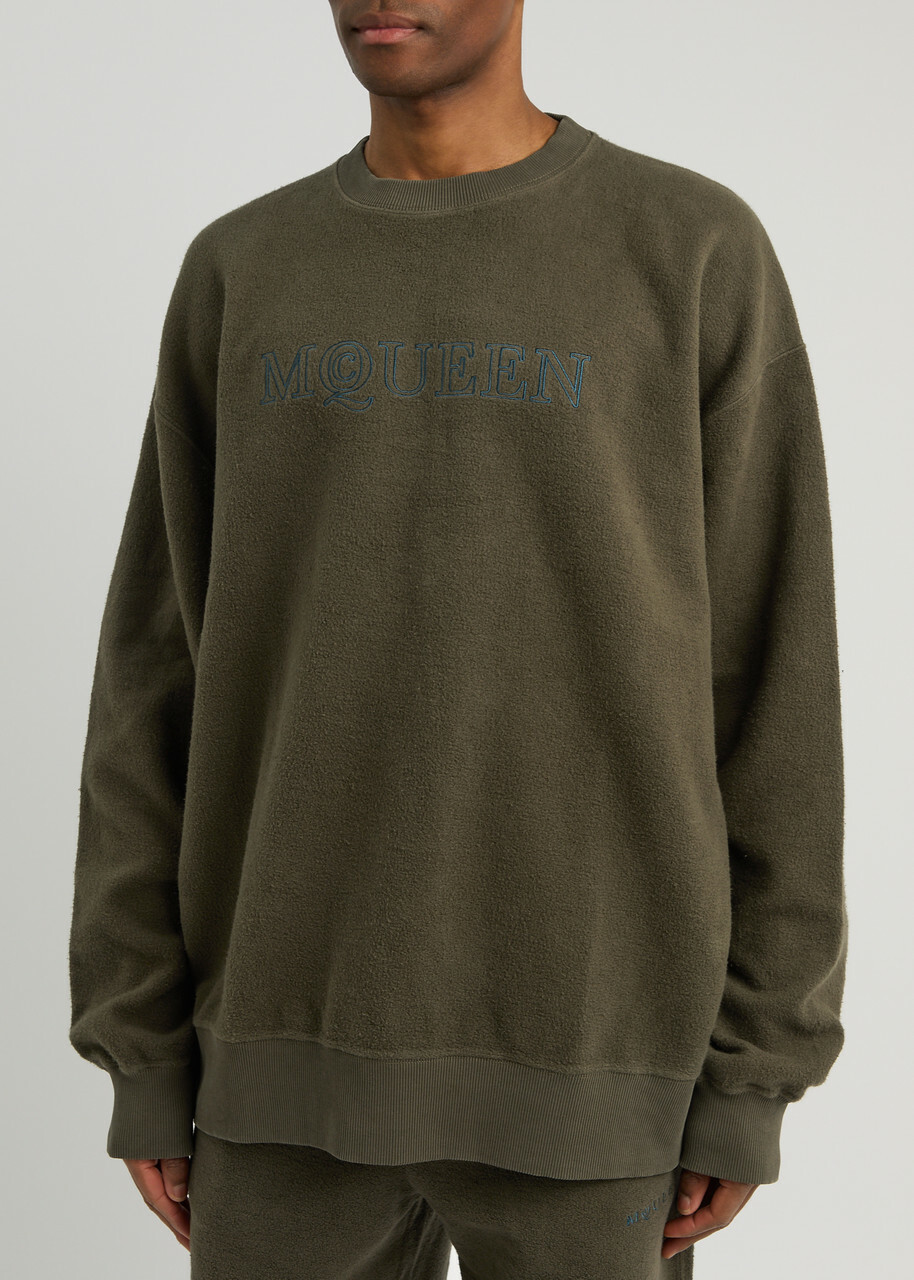 Alexander Mcqueen Logo-embroidered Cotton Sweatshirt Green