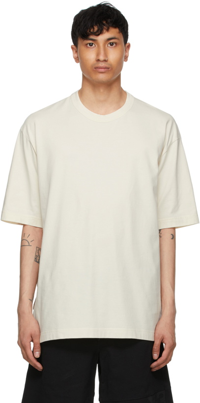 Photo: Y-3 Beige Raw Jersey Graphic Floral T-Shirt