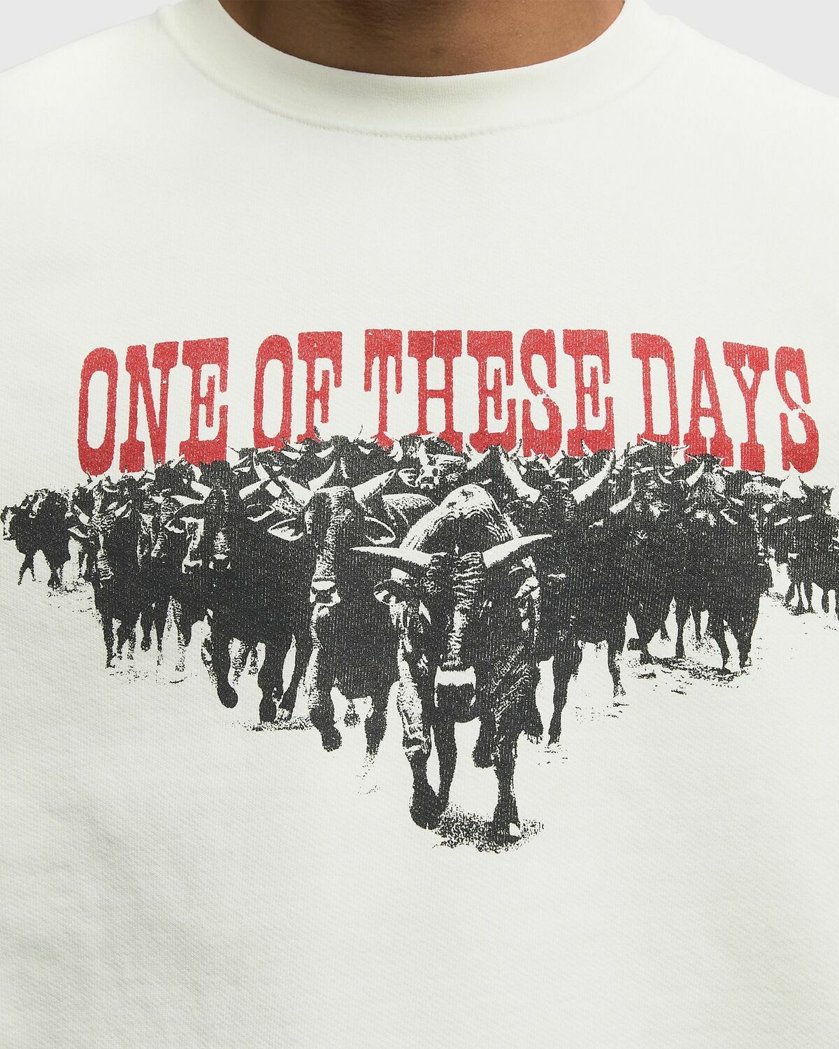 One of these Days STAMPEDE CREWNECK White Mens Sweatshirt