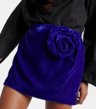Didu Floral-appliqué velvet miniskirt