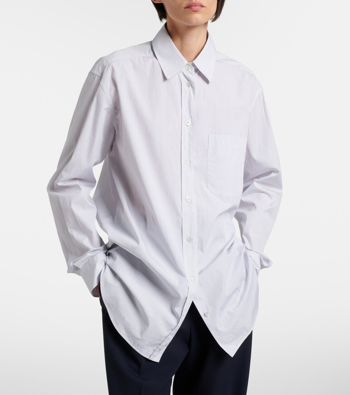 The Row Gavina pinstriped cotton poplin shirt