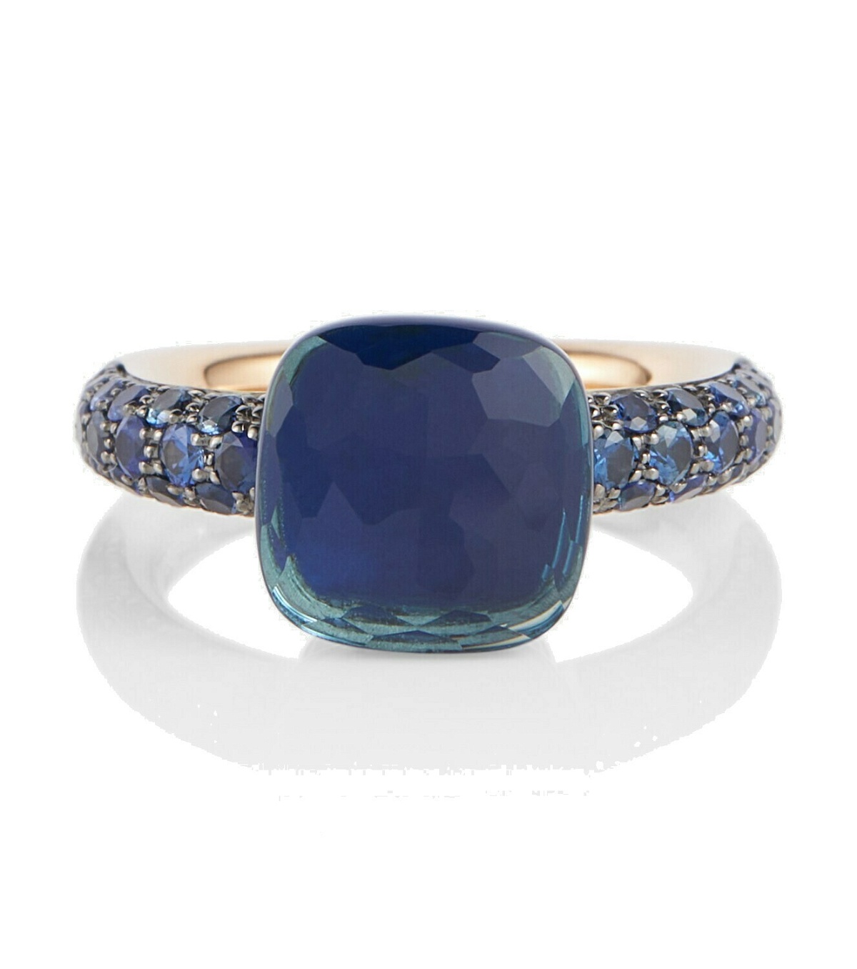 Photo: Pomellato Nudo 18kt rose and white gold ring with London blue topaz