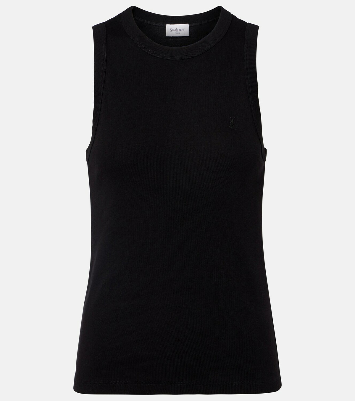 Saint Laurent Cassandre ribbed-knit cotton tank top