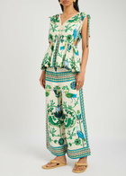 Lug Von Siga Victoria Printed Linen Blouse Green