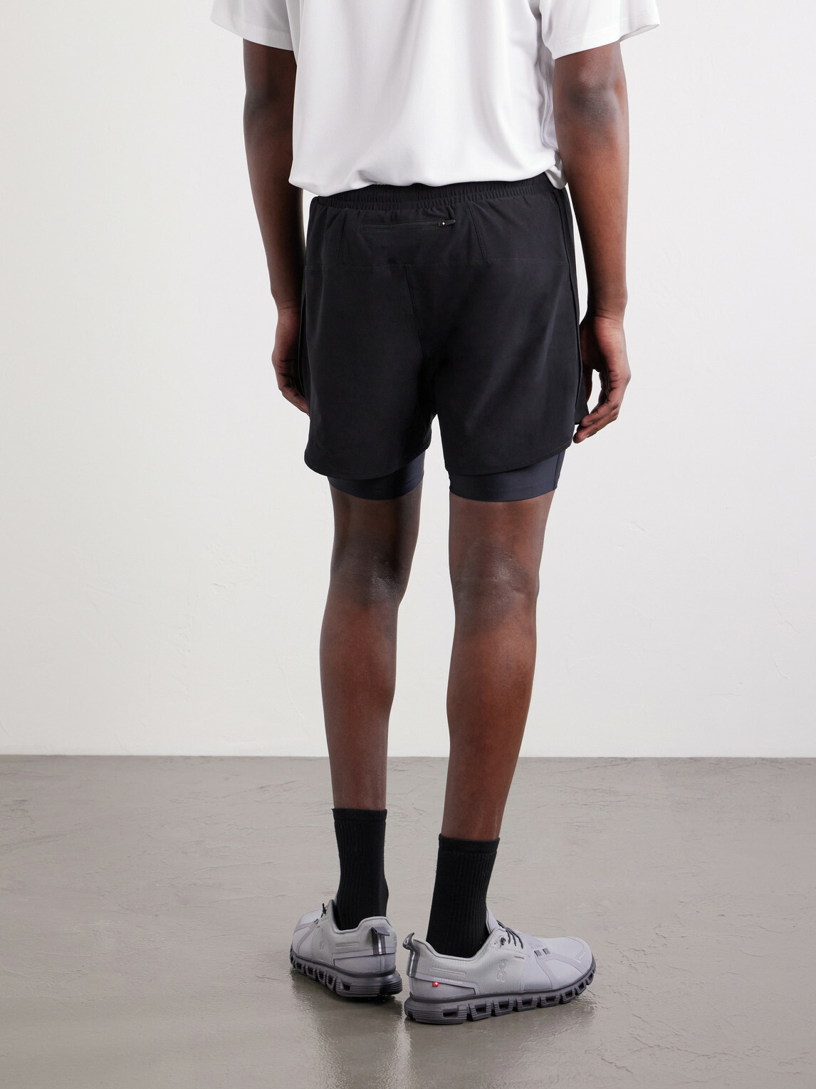 DISTRICT VISION - Straight-Leg Layered Logo-Appliquéd Shell Shorts - Black