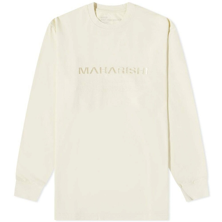 Photo: Maharishi Men's Long Sleeve MILTYPE Logo T-Shirt in Ecru