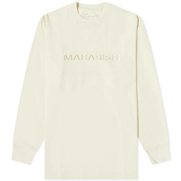 Photo: Maharishi Men's Long Sleeve MILTYPE Logo T-Shirt in Ecru