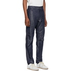 Issey Miyake Men Navy Denim Wrinkle Jeans