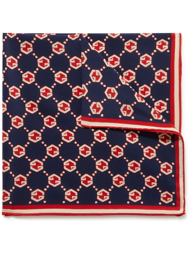 Photo: GUCCI - Logo-Print Silk Crepe de Chine Pocket Square