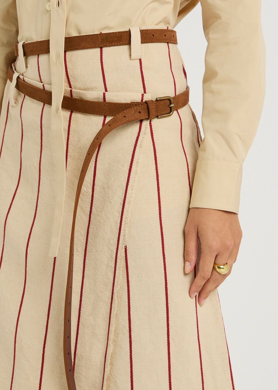 Bettter Pareo Striped Linen Midi Wrap Skirt Cream