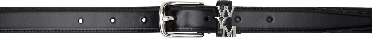 WOOYOUNGMI Black Logo Leather Belt