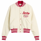 SUNDAYFRUITMARKET Women's Berry Farm Varsity Jacket in Ivory