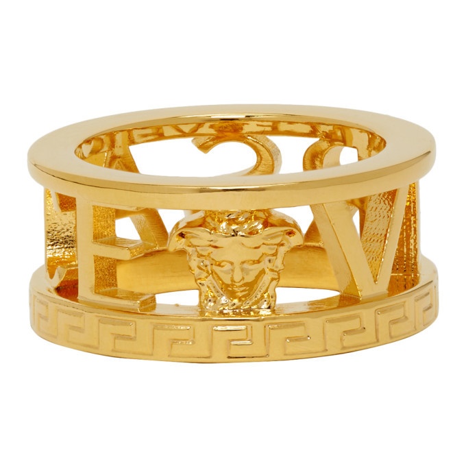 Photo: Versace Gold Cut-Out Logo Ring