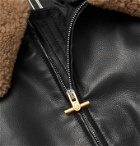 Dunhill - Shearling-Trimmed Leather Bomber Jacket - Black