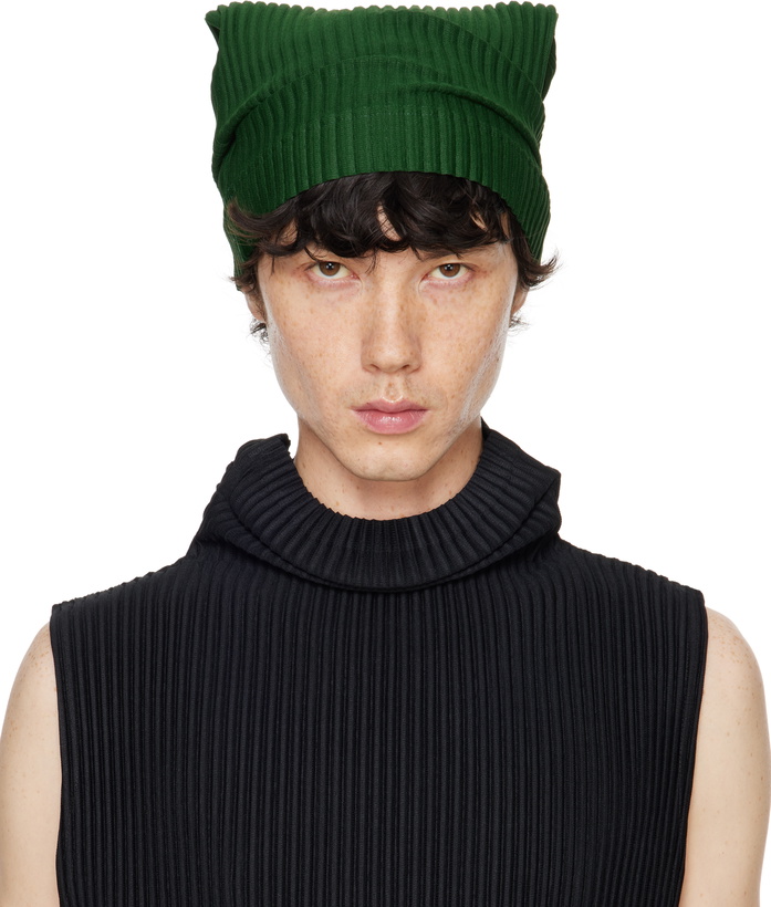 Photo: HOMME PLISSÉ ISSEY MIYAKE Green Pleats Tube Beanie
