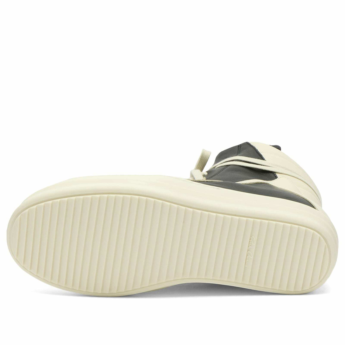 Rick Owens Men's Leather Geobasket Sneakers in Black/Milk/Milk