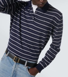 Miu Miu Logo striped cotton-blend polo sweater
