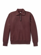 A.PRESSE - Vintage Cotton-Jersey Half-Zip Sweatshirt - Burgundy