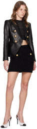 Balmain Black Double-Breasted Leather Jacket