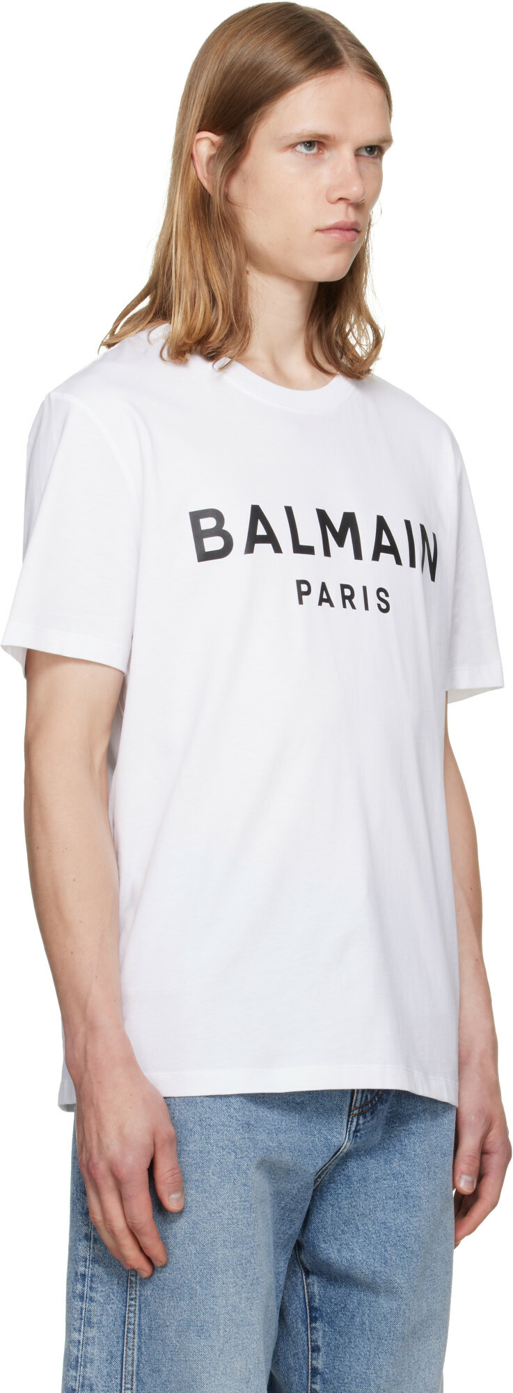 BALMAIN White 'Balmain Paris' Print T-shirt