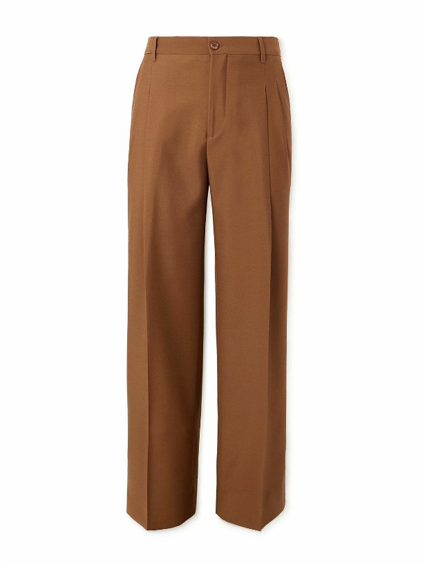 Photo: Burberry - Straight-Leg Pleated Wool Trousers - Brown