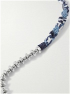 Mikia - Bandana Cotton, Silver and Hematite Beaded Necklace