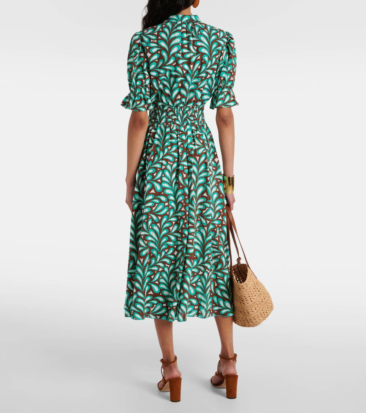 erica cotton midi dress Diane von Furstenberg Erica Cotton-Jacquard Midi Dress in Pink