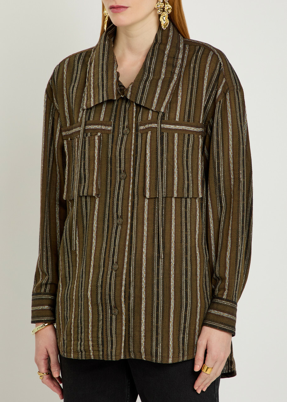 Isabel Marant Chelia Striped Cotton-blend Shirt Bronze