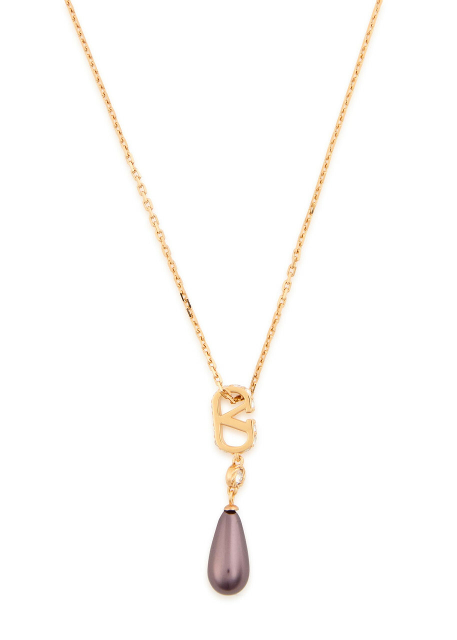 Valentino Vlogo Crystal-embellished Necklace - Gold - One Size