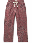 Karu Research - Straight-Leg Cropped Embroidered Printed Cotton Drawstring Trousers - Purple