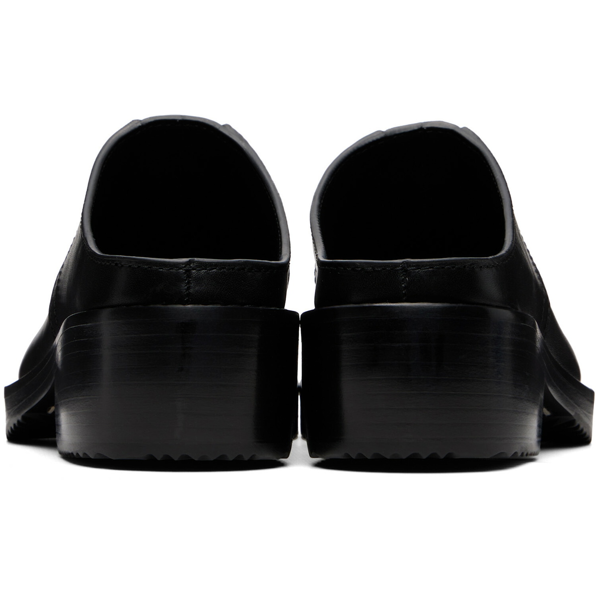 Dries Van Noten Black Leather Workwear Mule Loafers