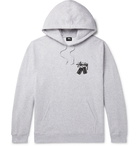 Stüssy - Logo-Print Mélange Fleece-Back Cotton-Blend Jersey Hoodie - Gray