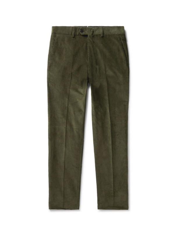Photo: CARUSO - Slim-Fit Cotton-Blend Corduroy Trousers - Green