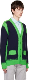 Moschino Navy & Green Paint Cardigan