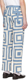 Bode Blue & Off-White House Steps Trousers